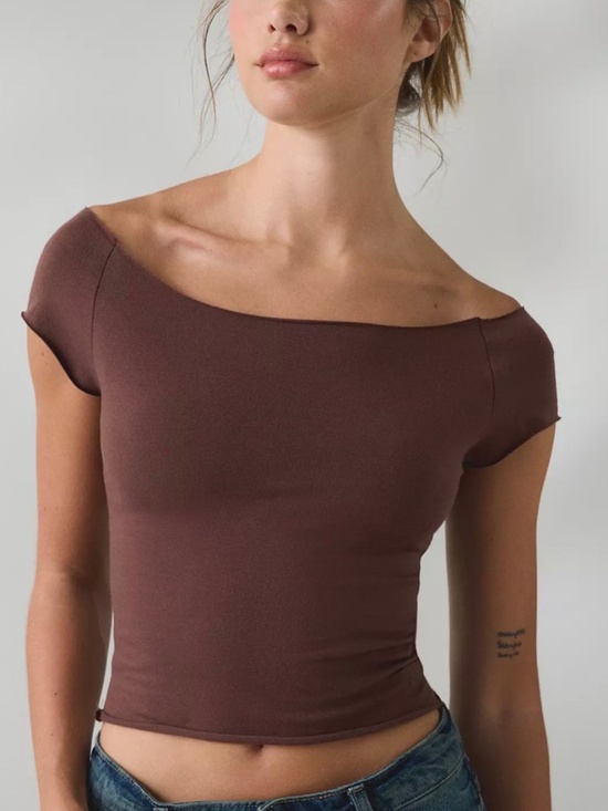 Urban Outfitters Tops - Out From Under Cotton Compression Boatneck Cropped Tee